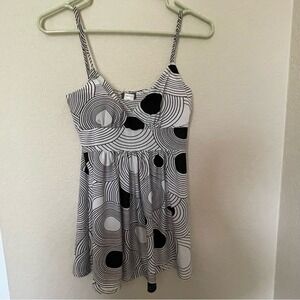 Vtg Y2K Babydoll Cami Graphic Whimsygoth Psychedelic Print Rave Clubwear Sz S